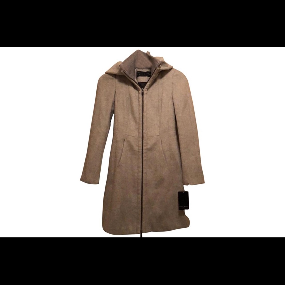 Gray Zip Up Zara Coat with Hoodie